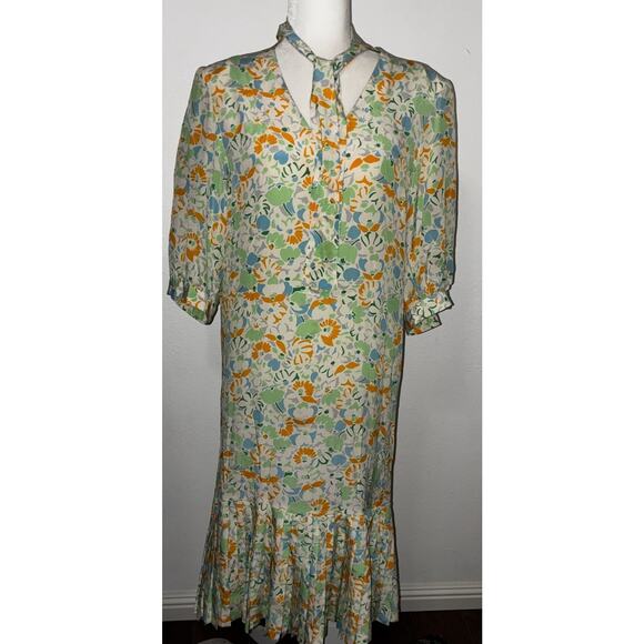 Guy Laroche Diffusion Paris Made in Dress Vintage Floral Dress 8 Pleated Bottom - Picture 2 of 12